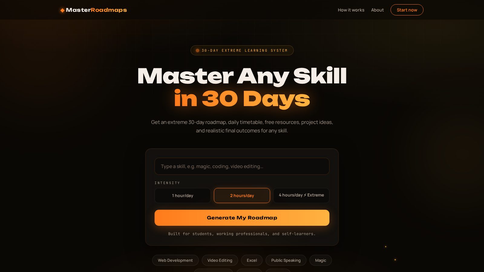 MasterRoadmaps — live project screenshot