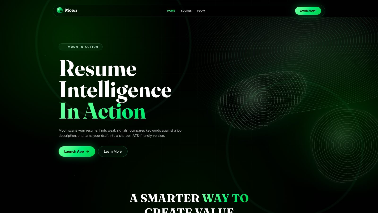 Moon Resume — live project screenshot